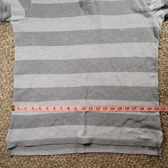 Old Navy Striped Short Sleeve Polo Men's Size Medium Grey - Picture 7 of 10
